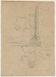 Tempel van Zeus en papyrus aan de Anapo-rivier, nabij Syracuse, Sicilië, 1842